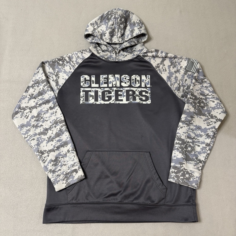 Clemson Tigers Hoodie Mens XL Gray‎ Camo Football OHT Military Colosseum